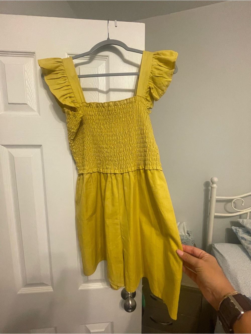 ASOS Yellow Smocked Ruffle-Strap romper - Picture 2 of 4